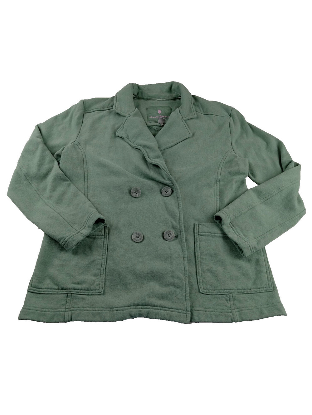 Tommy Bahama Marina del Mar Blazer Womens Medium Sage Green Cotton Fleece Jacket